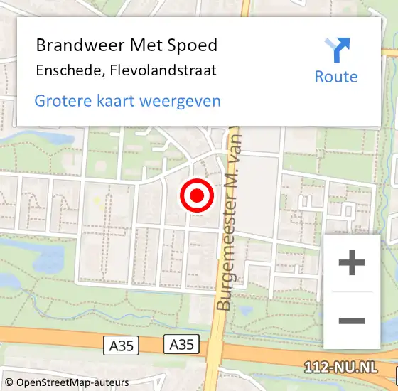 Locatie op kaart van de 112 melding: Brandweer Met Spoed Naar Enschede, Flevolandstraat op 28 november 2024 10:30