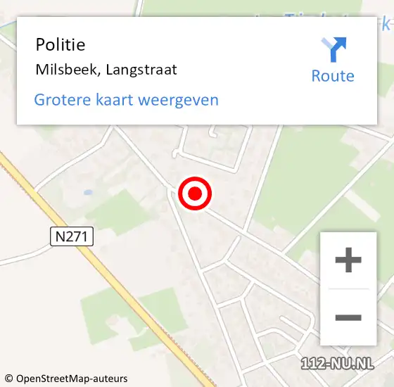 Locatie op kaart van de 112 melding: Politie Milsbeek, Langstraat op 28 november 2024 10:31