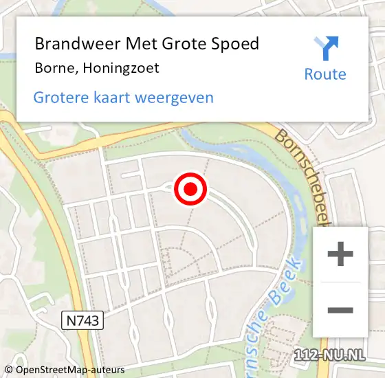 Locatie op kaart van de 112 melding: Brandweer Met Grote Spoed Naar Borne, Honingzoet op 28 oktober 2014 13:57