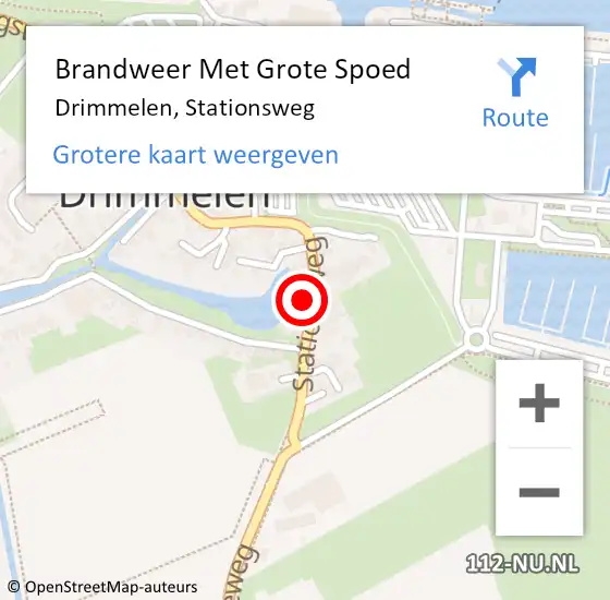 Locatie op kaart van de 112 melding: Brandweer Met Grote Spoed Naar Drimmelen, Stationsweg op 28 november 2024 11:02