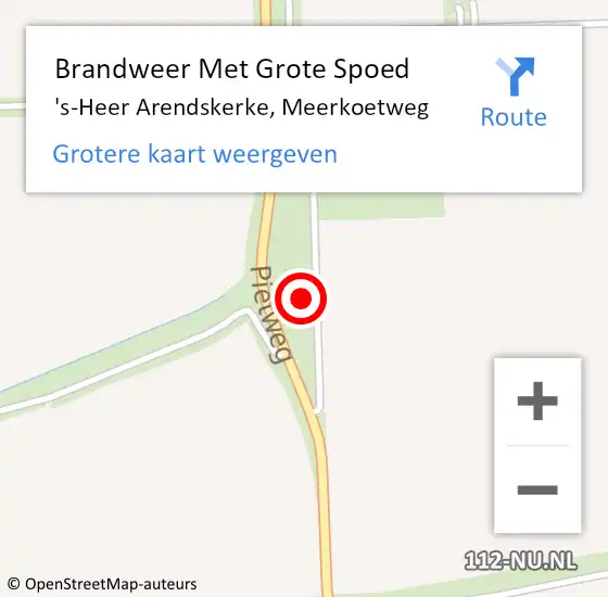 Locatie op kaart van de 112 melding: Brandweer Met Grote Spoed Naar 's-Heer Arendskerke, Meerkoetweg op 28 november 2024 11:14