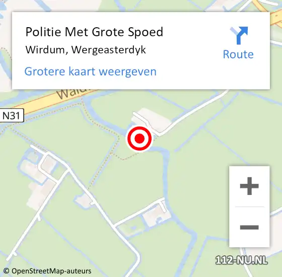 Locatie op kaart van de 112 melding: Politie Met Grote Spoed Naar Wirdum, Wergeasterdyk op 28 november 2024 11:31