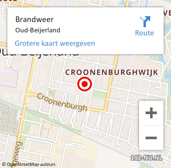 Locatie op kaart van de 112 melding: Brandweer Oud-Beijerland op 28 november 2024 11:34