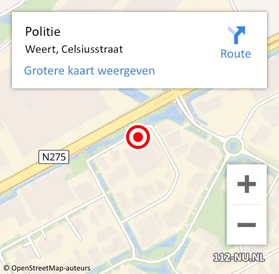 Locatie op kaart van de 112 melding: Politie Weert, Celsiusstraat op 28 november 2024 11:40