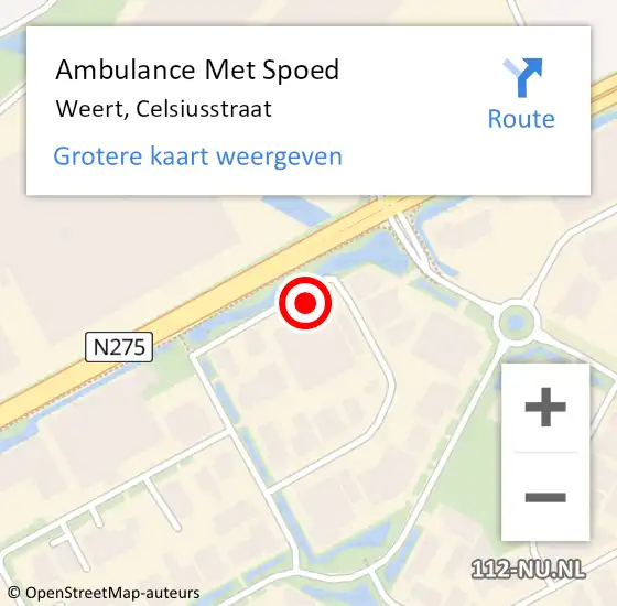 Locatie op kaart van de 112 melding: Ambulance Met Spoed Naar Weert, Celsiusstraat op 28 november 2024 11:40