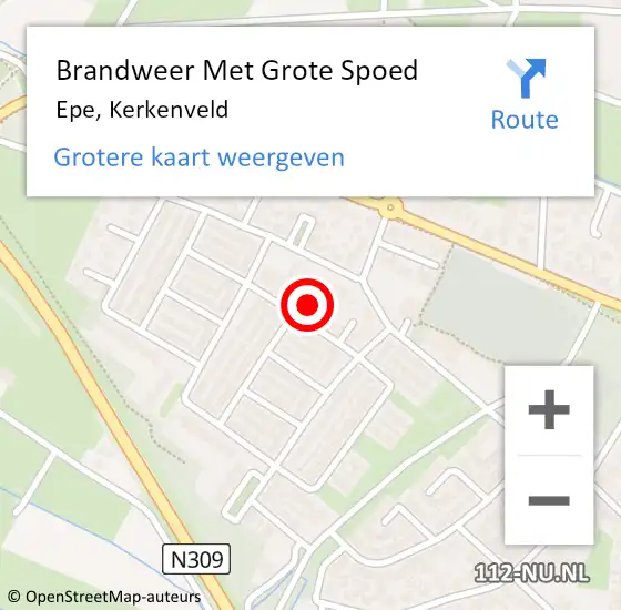 Locatie op kaart van de 112 melding: Brandweer Met Grote Spoed Naar Epe, Kerkenveld op 28 november 2024 11:56