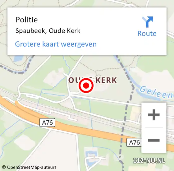 Locatie op kaart van de 112 melding: Politie Spaubeek, Oude Kerk op 28 november 2024 12:04