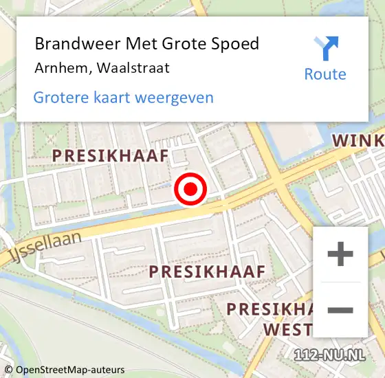 Locatie op kaart van de 112 melding: Brandweer Met Grote Spoed Naar Arnhem, Waalstraat op 28 november 2024 12:27