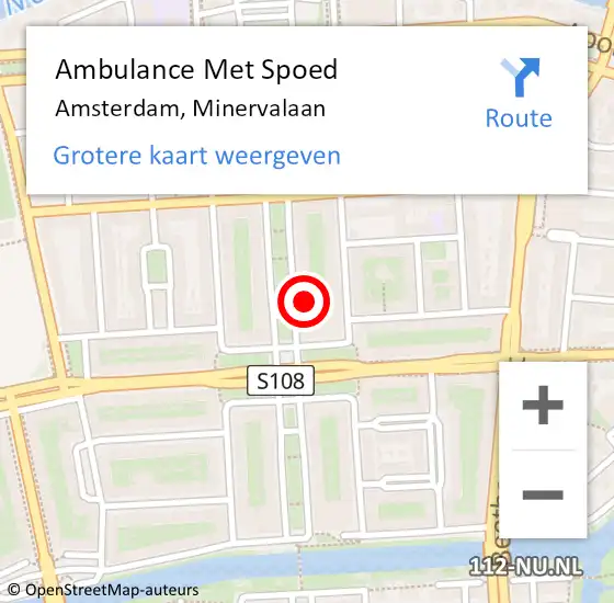 Locatie op kaart van de 112 melding: Ambulance Met Spoed Naar Amsterdam, Minervalaan op 28 november 2024 12:28