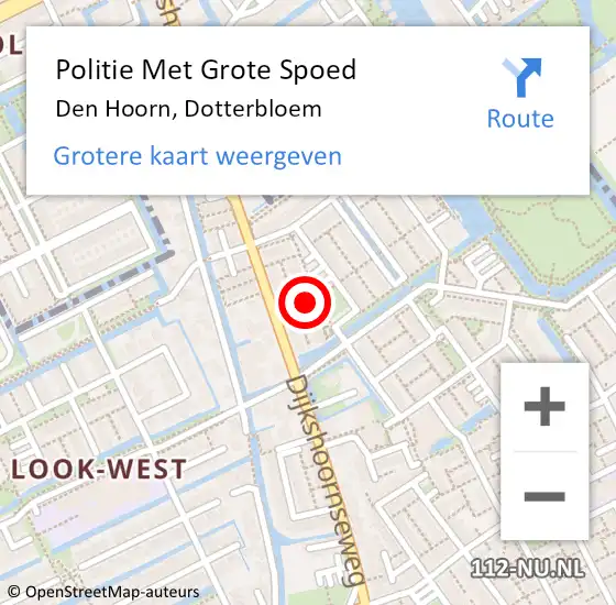 Locatie op kaart van de 112 melding: Politie Met Grote Spoed Naar Den Hoorn, Dotterbloem op 28 november 2024 12:40