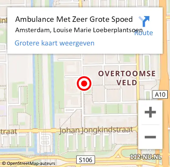 Locatie op kaart van de 112 melding: Ambulance Met Zeer Grote Spoed Naar Amsterdam, Louise Marie Loeberplantsoen op 28 november 2024 12:42