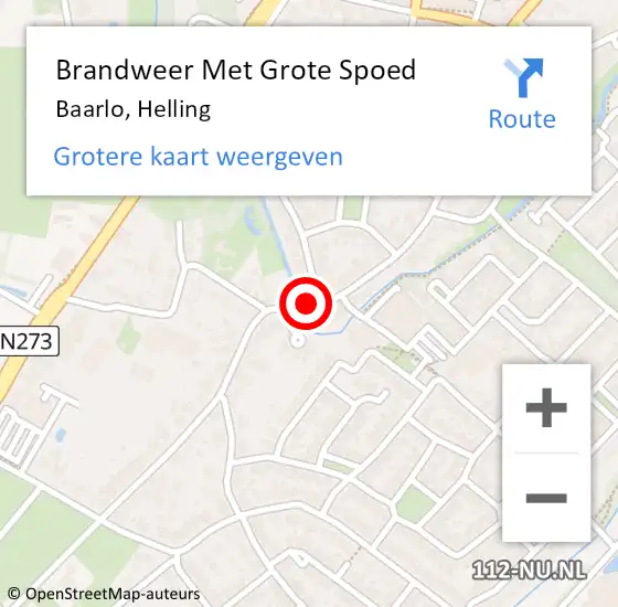 Locatie op kaart van de 112 melding: Brandweer Met Grote Spoed Naar Baarlo, Helling op 28 november 2024 12:47