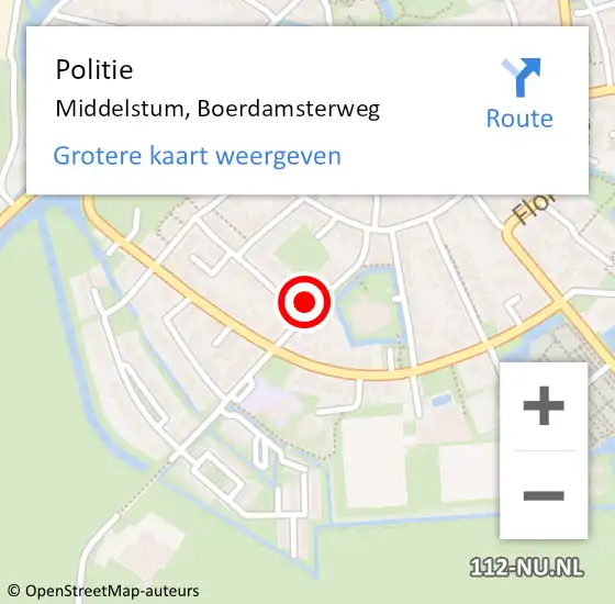 Locatie op kaart van de 112 melding: Politie Middelstum, Boerdamsterweg op 28 november 2024 12:53