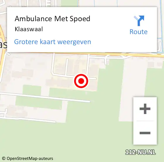 Locatie op kaart van de 112 melding: Ambulance Met Spoed Naar Klaaswaal op 28 november 2024 12:58