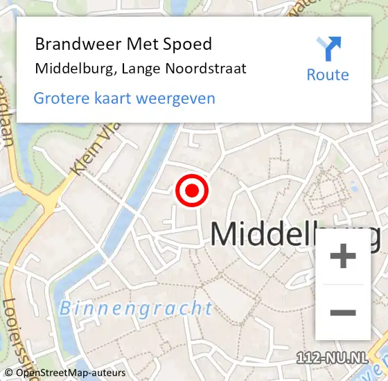 Locatie op kaart van de 112 melding: Brandweer Met Spoed Naar Middelburg, Lange Noordstraat op 28 november 2024 13:03