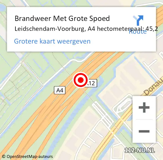 Locatie op kaart van de 112 melding: Brandweer Met Grote Spoed Naar Leidschendam-Voorburg, A4 hectometerpaal: 45,2 op 28 november 2024 13:04