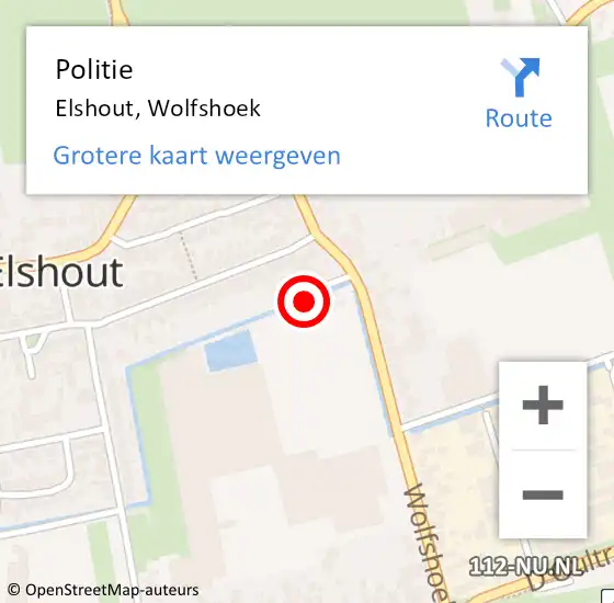 Locatie op kaart van de 112 melding: Politie Elshout, Wolfshoek op 28 november 2024 13:14