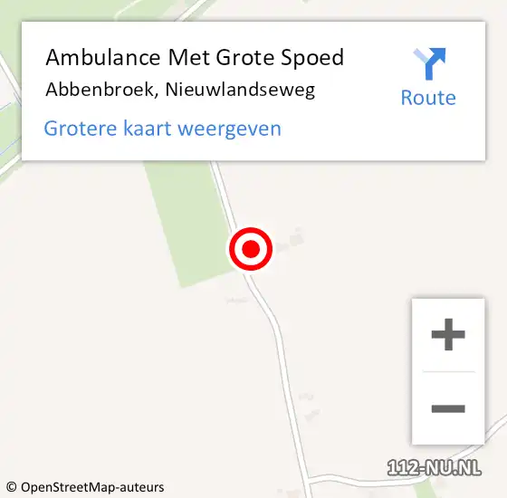 Locatie op kaart van de 112 melding: Ambulance Met Grote Spoed Naar Abbenbroek, Nieuwlandseweg op 28 november 2024 13:25