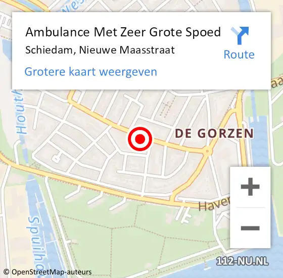 Locatie op kaart van de 112 melding: Ambulance Met Zeer Grote Spoed Naar Schiedam, Nieuwe Maasstraat op 28 november 2024 13:37