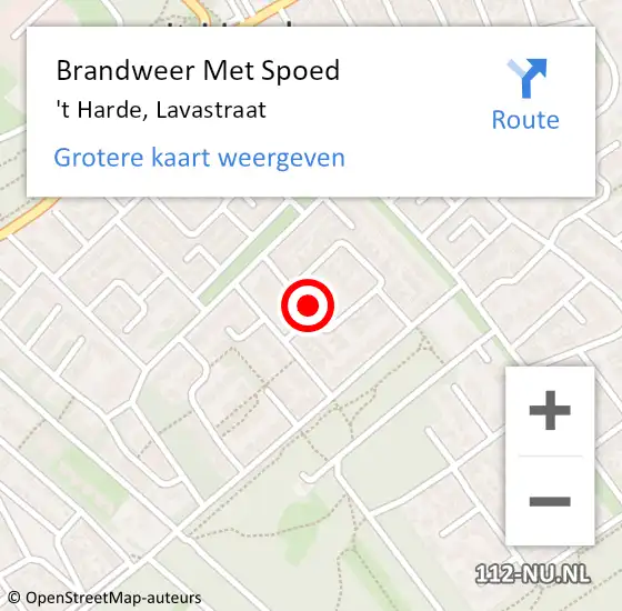 Locatie op kaart van de 112 melding: Brandweer Met Spoed Naar 't Harde, Lavastraat op 28 november 2024 13:44