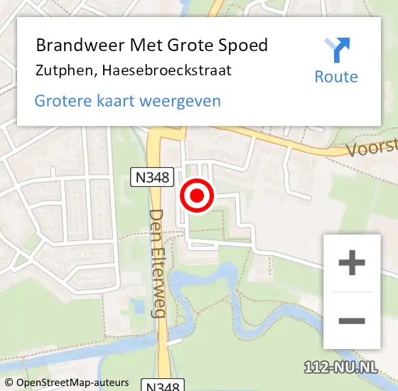 Locatie op kaart van de 112 melding: Brandweer Met Grote Spoed Naar Zutphen, Haesebroeckstraat op 28 november 2024 13:57