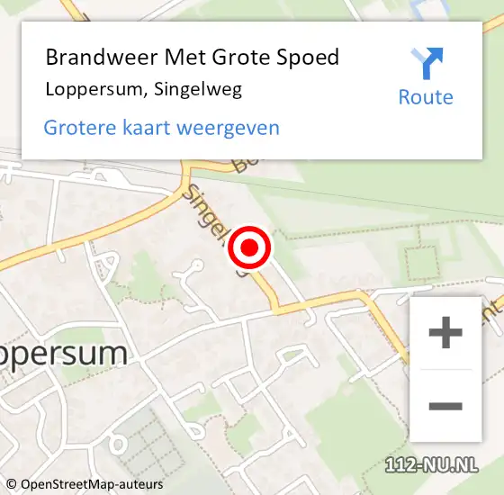 Locatie op kaart van de 112 melding: Brandweer Met Grote Spoed Naar Loppersum, Singelweg op 28 november 2024 14:05