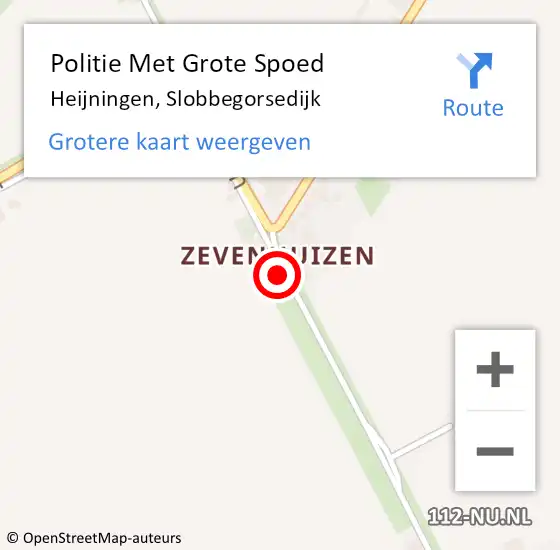 Locatie op kaart van de 112 melding: Politie Met Grote Spoed Naar Heijningen, Slobbegorsedijk op 28 november 2024 14:18