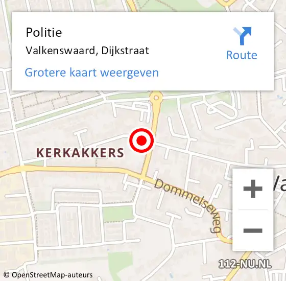 Locatie op kaart van de 112 melding: Politie Valkenswaard, Dijkstraat op 28 november 2024 14:22