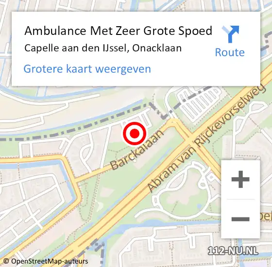 Locatie op kaart van de 112 melding: Ambulance Met Zeer Grote Spoed Naar Capelle aan den IJssel, Onacklaan op 28 november 2024 14:42