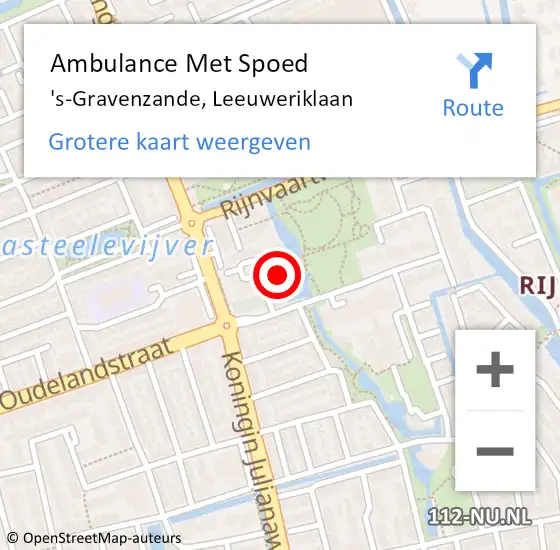 Locatie op kaart van de 112 melding: Ambulance Met Spoed Naar 's-Gravenzande, Leeuweriklaan op 28 november 2024 14:57