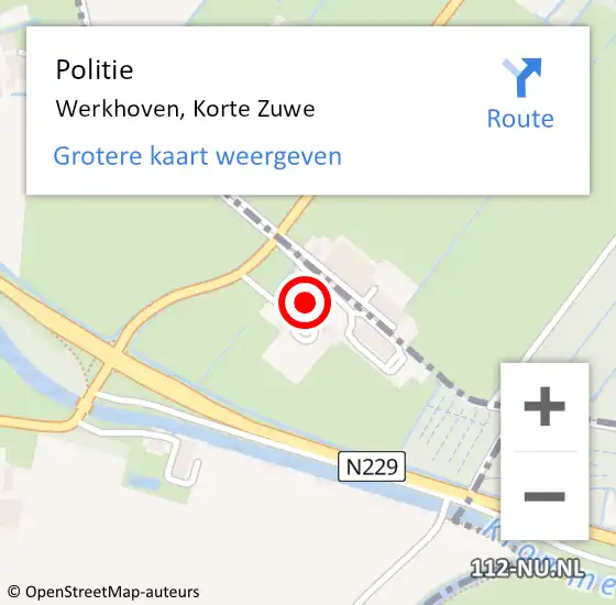 Locatie op kaart van de 112 melding: Politie Werkhoven, Korte Zuwe op 28 november 2024 15:15