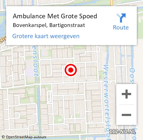 Locatie op kaart van de 112 melding: Ambulance Met Grote Spoed Naar Bovenkarspel, Bartigonstraat op 28 november 2024 15:17