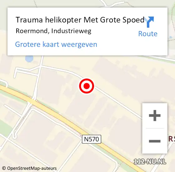 Locatie op kaart van de 112 melding: Trauma helikopter Met Grote Spoed Naar Roermond, Industrieweg op 28 november 2024 15:19