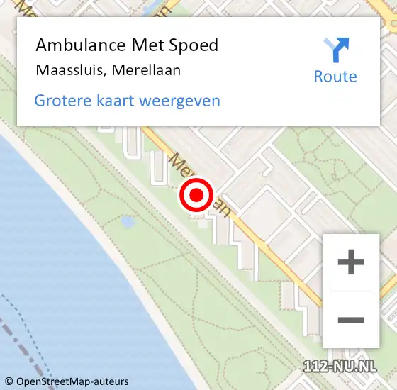 Locatie op kaart van de 112 melding: Ambulance Met Spoed Naar Maassluis, Merellaan op 28 november 2024 15:41