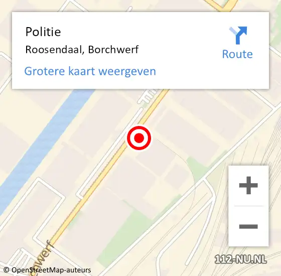 Locatie op kaart van de 112 melding: Politie Roosendaal, Borchwerf op 28 november 2024 16:02