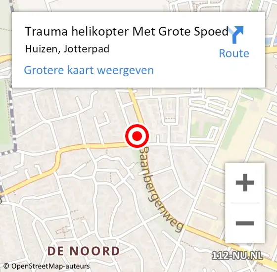 Locatie op kaart van de 112 melding: Trauma helikopter Met Grote Spoed Naar Huizen, Jotterpad op 28 november 2024 16:10