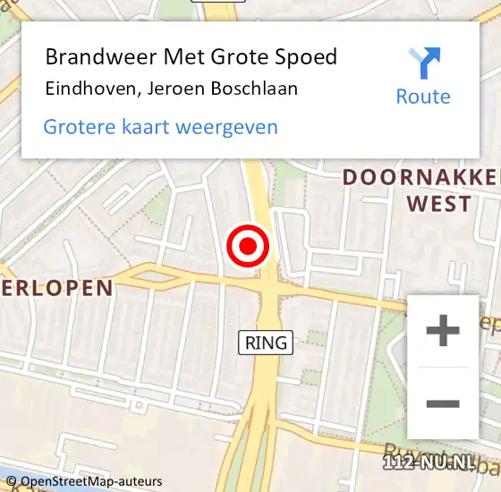 Locatie op kaart van de 112 melding: Brandweer Met Grote Spoed Naar Eindhoven, Jeroen Boschlaan op 28 november 2024 16:19