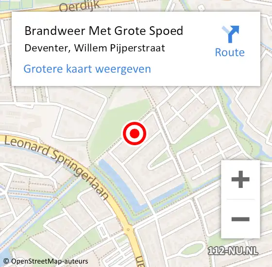 Locatie op kaart van de 112 melding: Brandweer Met Grote Spoed Naar Deventer, Willem Pijperstraat op 28 november 2024 16:20