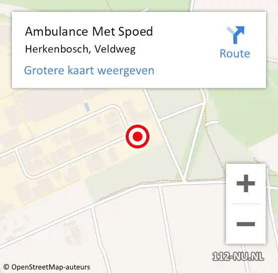 Locatie op kaart van de 112 melding: Ambulance Met Spoed Naar Herkenbosch, Veldweg op 28 november 2024 16:38