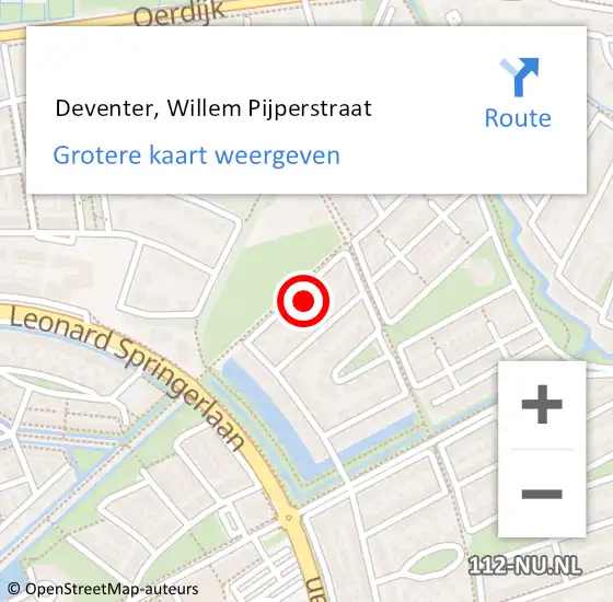 Locatie op kaart van de 112 melding:  Deventer, Willem Pijperstraat op 28 november 2024 16:54