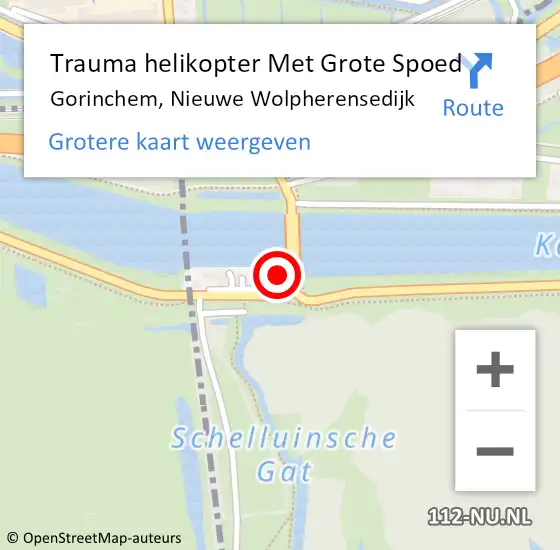 Locatie op kaart van de 112 melding: Trauma helikopter Met Grote Spoed Naar Gorinchem, Nieuwe Wolpherensedijk op 28 november 2024 17:03