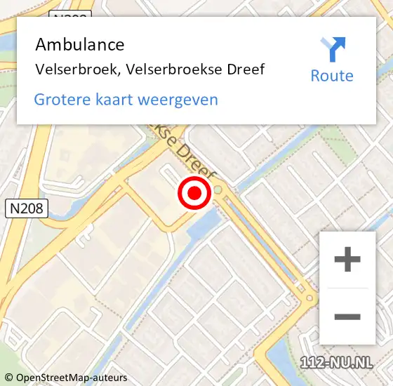 Locatie op kaart van de 112 melding: Ambulance Velserbroek, Velserbroekse Dreef op 28 november 2024 17:05