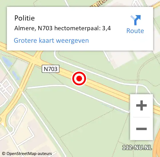 Locatie op kaart van de 112 melding: Politie Almere, N703 hectometerpaal: 3,4 op 28 november 2024 17:10