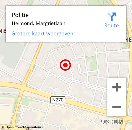 Locatie op kaart van de 112 melding: Politie Helmond, Margrietlaan op 28 november 2024 17:11