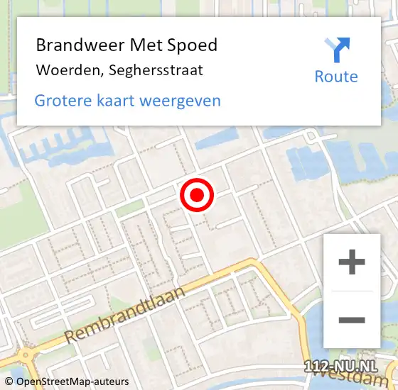 Locatie op kaart van de 112 melding: Brandweer Met Spoed Naar Woerden, Seghersstraat op 28 november 2024 17:17