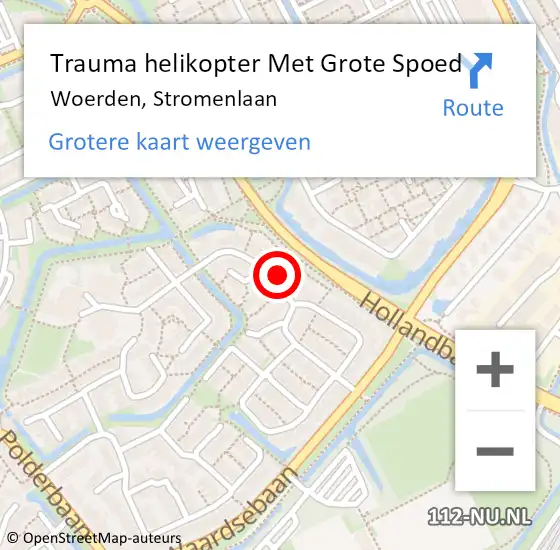 Locatie op kaart van de 112 melding: Trauma helikopter Met Grote Spoed Naar Woerden, Stromenlaan op 28 november 2024 17:36