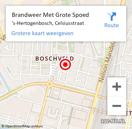 Locatie op kaart van de 112 melding: Brandweer Met Grote Spoed Naar 's-Hertogenbosch, Celsiusstraat op 28 november 2024 17:49