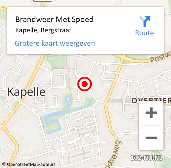 Locatie op kaart van de 112 melding: Brandweer Met Spoed Naar Kapelle, Bergstraat op 28 november 2024 17:51