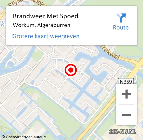 Locatie op kaart van de 112 melding: Brandweer Met Spoed Naar Workum, Algeraburren op 28 november 2024 17:59