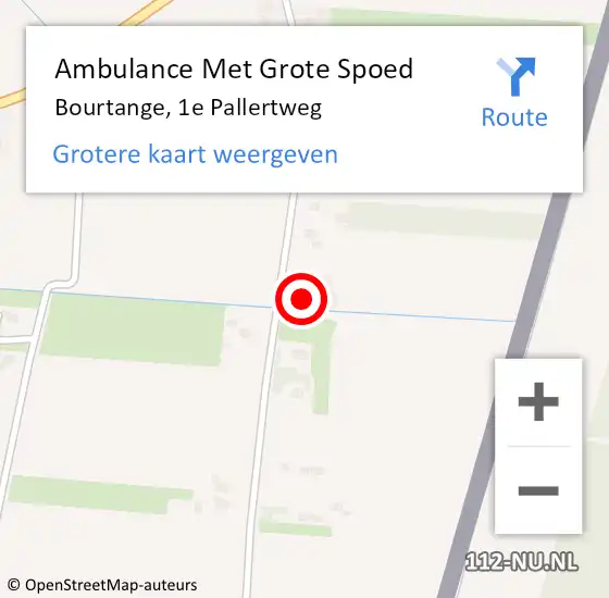 Locatie op kaart van de 112 melding: Ambulance Met Grote Spoed Naar Bourtange, 1e Pallertweg op 28 november 2024 18:02